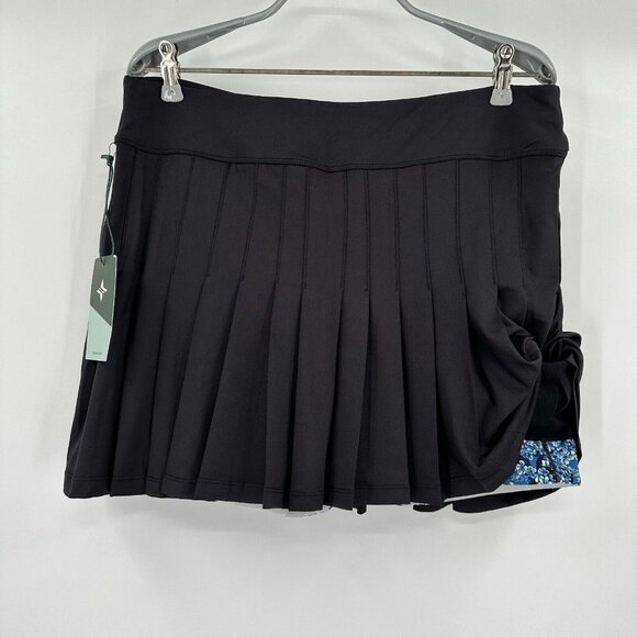 Tuckernuck TNUCK Sport Pleated Tennis Skirt Skort sz XL Black/Blue Hydrangea NWT - Picture 1 of 7